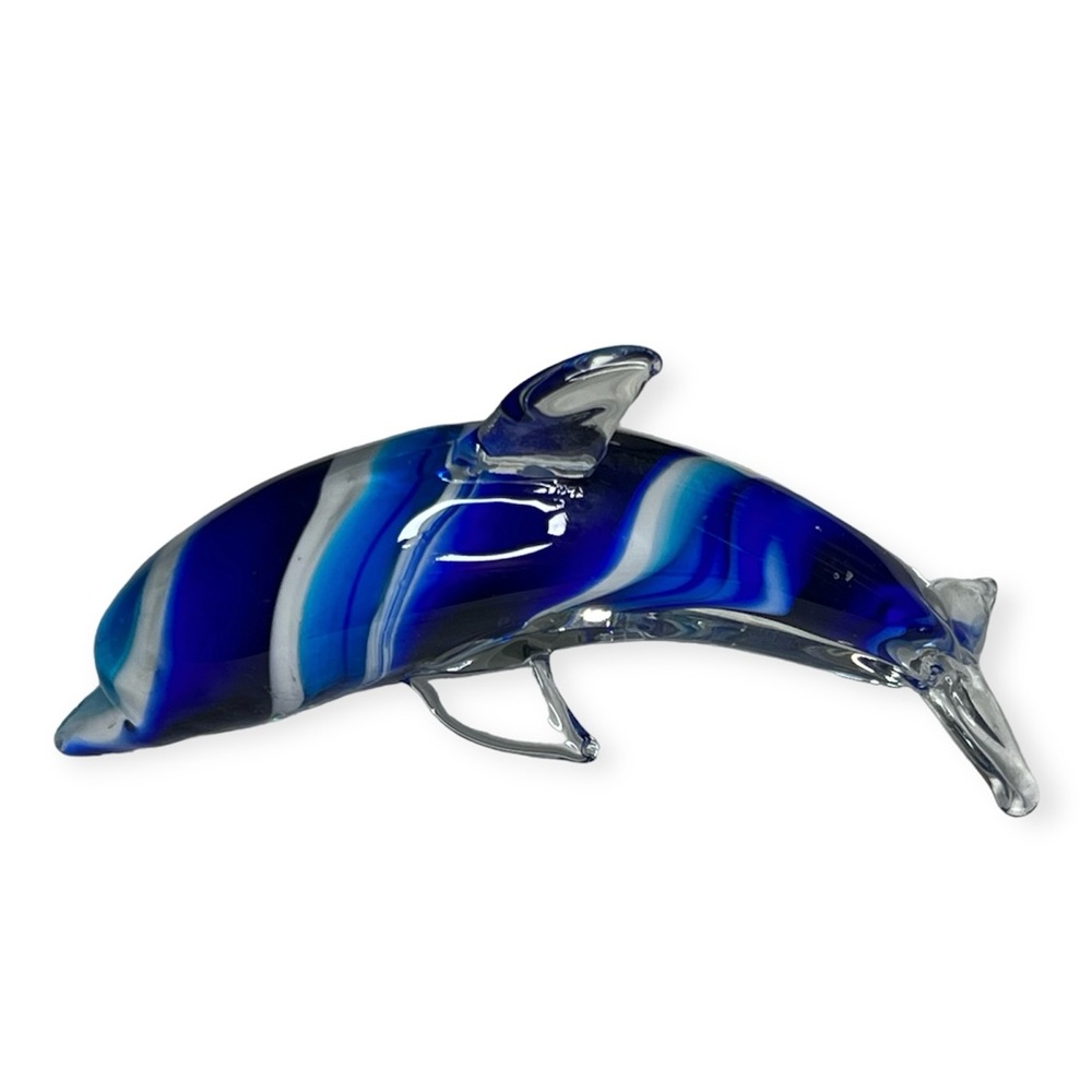 Glass Dolphin Paperweight Sculpture